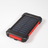 Batterie externe étanche 20000mAh Power Bank avec panneau solaire & LED - Rouge