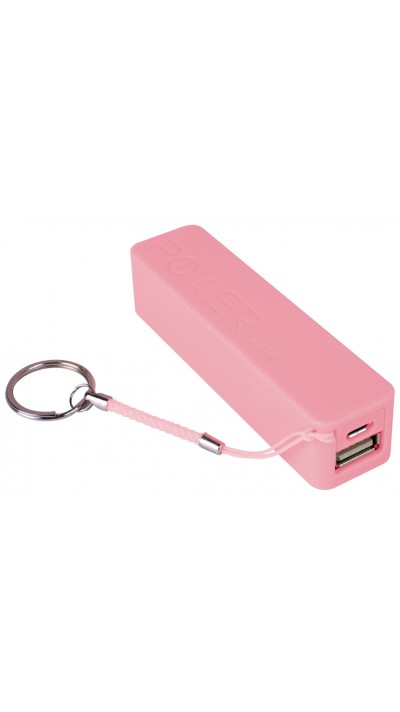 Batterie portable et compacte - Capacité de 2'600 mAh Sortie USB-A porte-clé - Rose