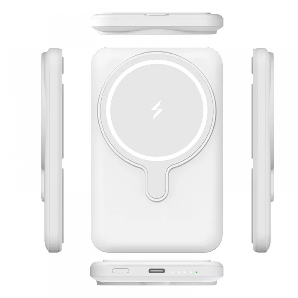 Kabelloser tragbarer externer Akku 2 in 1 MagSafe Telefonhalter 15W Power Bank (5000mAh) - Weiss