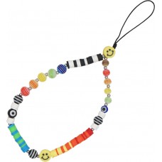 Bijou de téléphone universel / Pendentif bracelet à charms - N°10 Emojis multicolore, noir et - Blanc