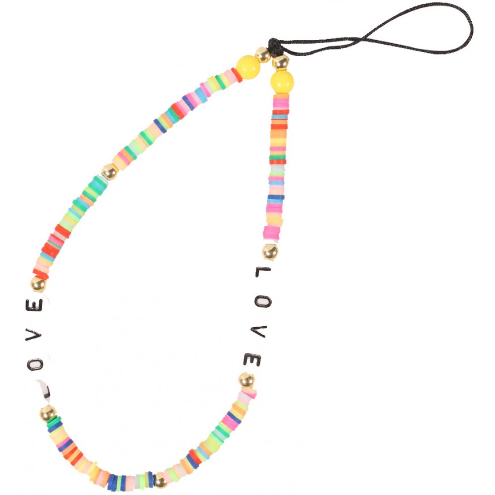 Bijou de téléphone universel / Pendentif bracelet à charms - N°68 - LOVE Rainbow burst