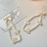 Bijou de téléphone universel / Pendentif bracelet à charms - N°99 - Perle - Blanc