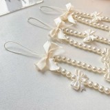 Bijou de téléphone universel / Pendentif bracelet à charms - N°99 - Perle - Blanc