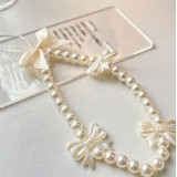 Bijou de téléphone universel / Pendentif bracelet à charms - N°99 - Perle - Blanc