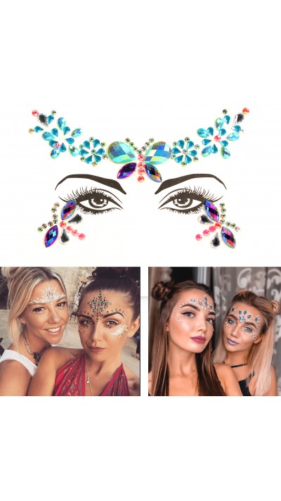 Bijoux visage autocollant festival & open-air paillettes diamants tatouage - Style - 1