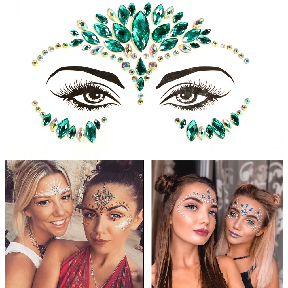 Festival & Open-Air Gesicht Sticker Aufkleber Glitzer Diamanten Tattoo - Style - 2
