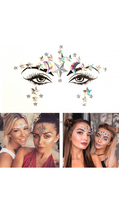 Bijoux visage autocollant festival & open-air paillettes diamants tatouage - Style - 4