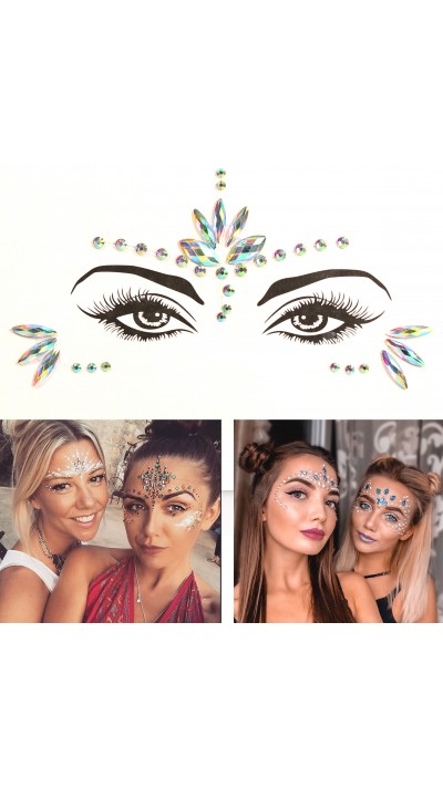 Bijoux visage autocollant festival & open-air paillettes diamants tatouage - Style - 5