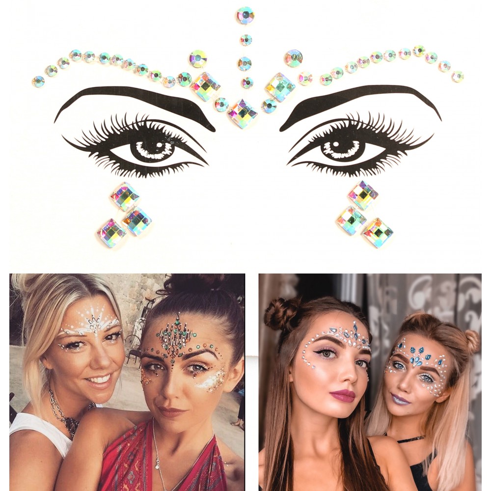 Bijoux visage autocollant festival & open-air paillettes diamants tatouage - Style - 7