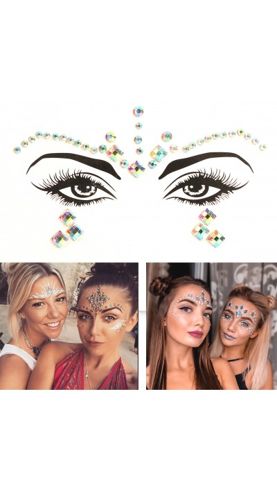 Bijoux visage autocollant festival & open-air paillettes diamants tatouage - Style - 7