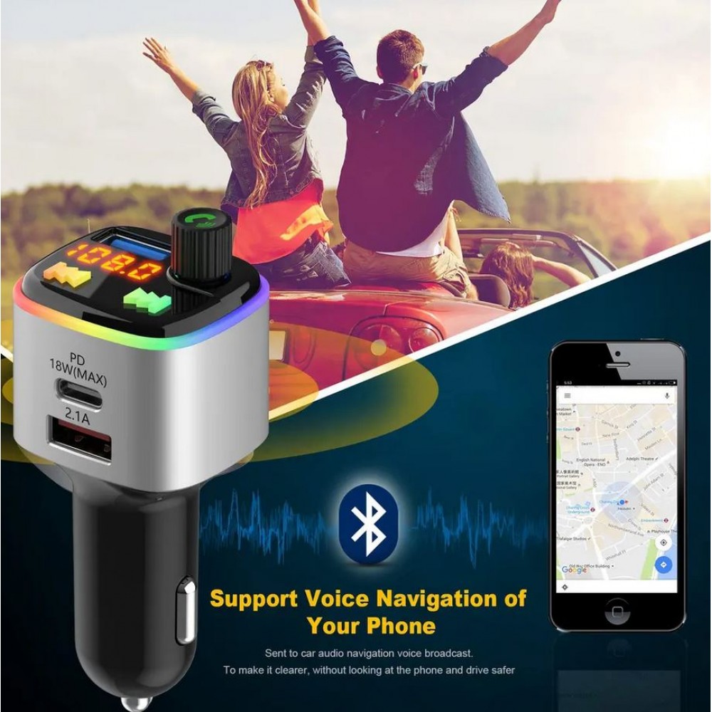 Bluetooth 5.0 Chargeur USB 18W allume-cigare et transmetteur FM Quick  Charge - Noir - Acheter sur PhoneLook