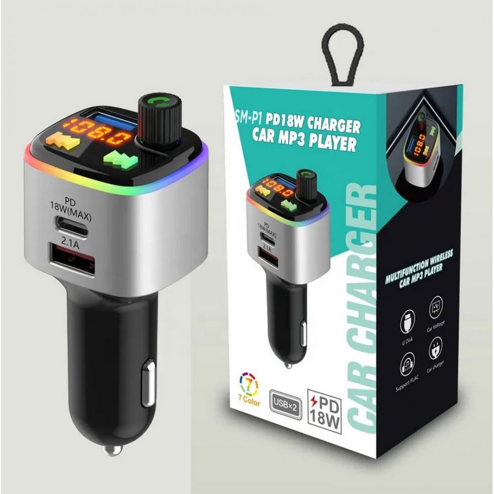Bluetooth FM-Transmitter, USB / USB-C Zigarettenanzünder-Ladegerät