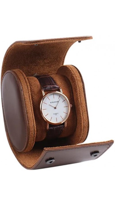 Boîte à montre de luxe et de haute qualité en similicuir et coussin de montre doux - 1 montre - Brun