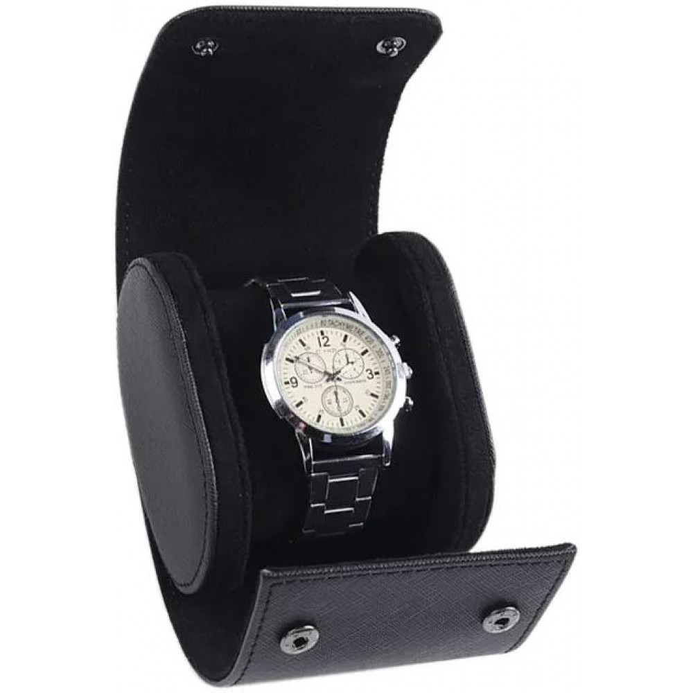 Boîte à montre de luxe et de haute qualité en similicuir et coussin de montre doux - 1 montre - Noir