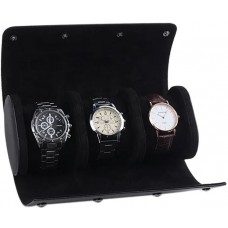 Boîte à montre de luxe et de haute qualité en similicuir et coussin de montre doux - 3 montres - Noir