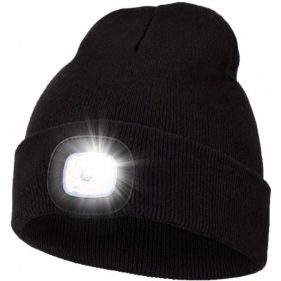 Bonnet LED unisexe avec lampe frontale pour activités nocturnes - Noir