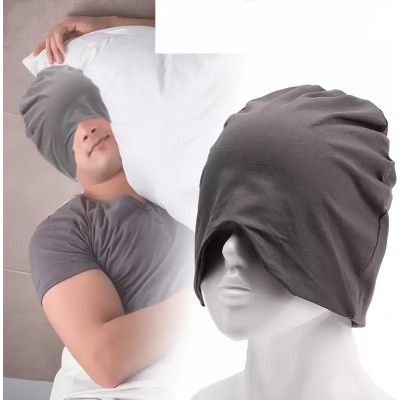 Bonnet de nuit et masque pour les yeux coupe-vent doux respirant pour le sommeil voyage camping - Gris fonc&eacute;