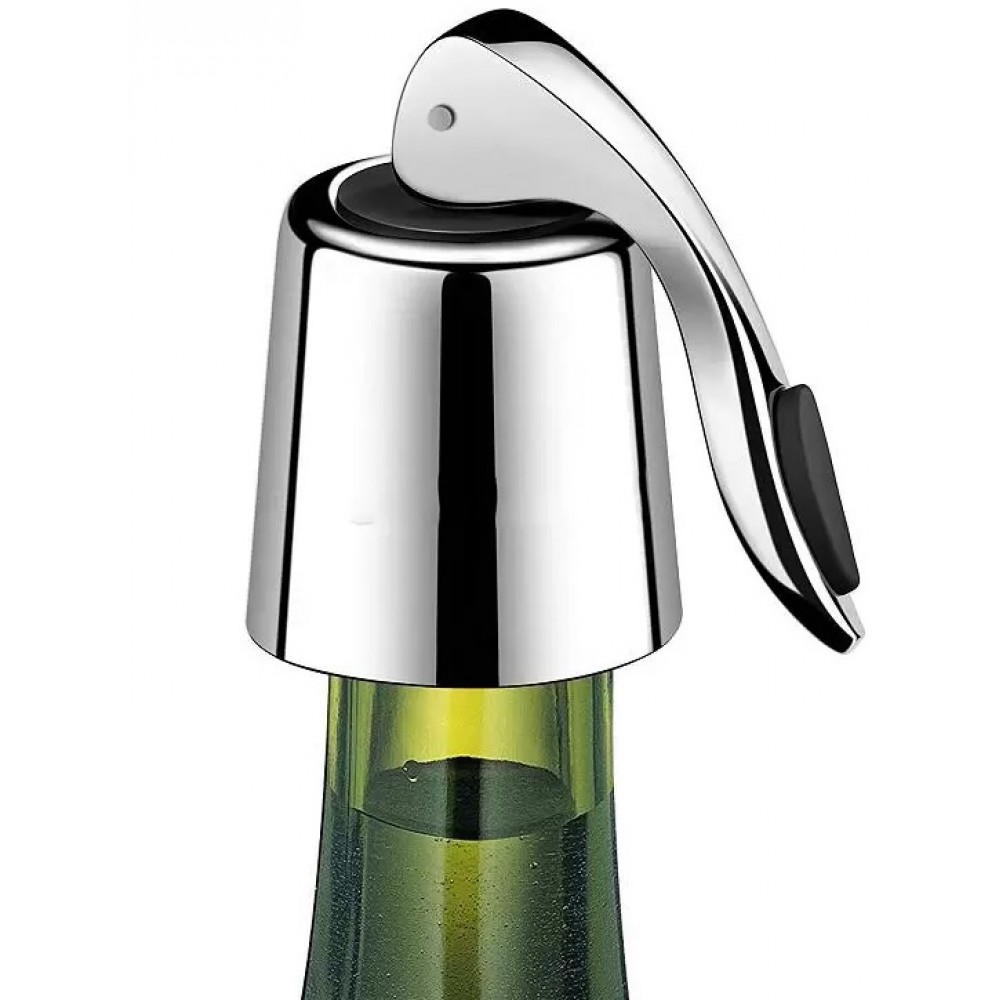 Bouchon universel pour bouteilles de vin en acier inoxydable élégant et de haute qualité - Argent