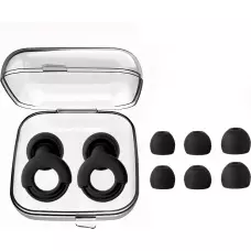 Wiederverwendbare Silikon-Ohrstöpsel Loop (3 Größen) mit Aufbewahrungsetui - Schwarz