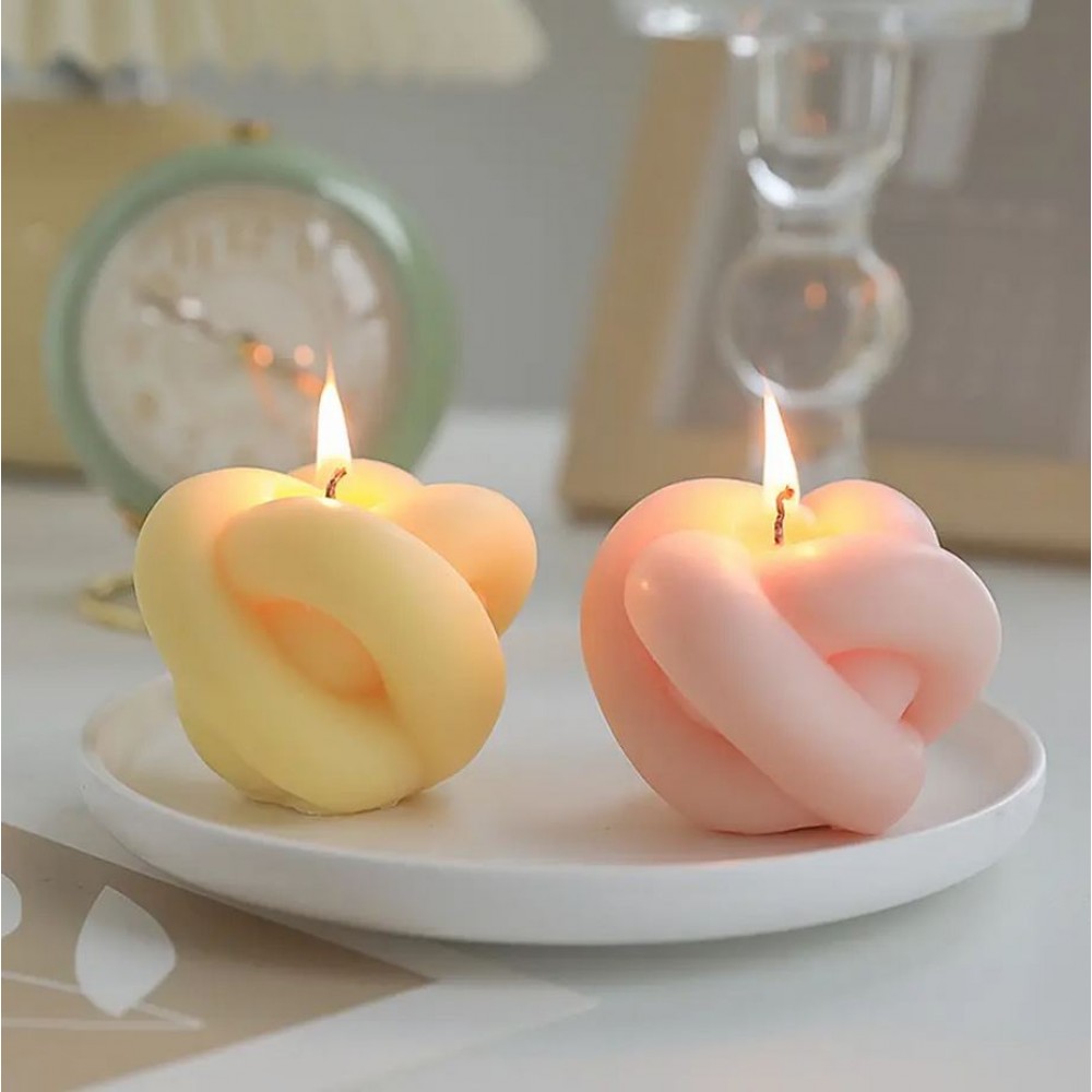 Bougie noeud parfumée pour une ambiance relaxante - Forme de bougie 3D nouée - Blanc