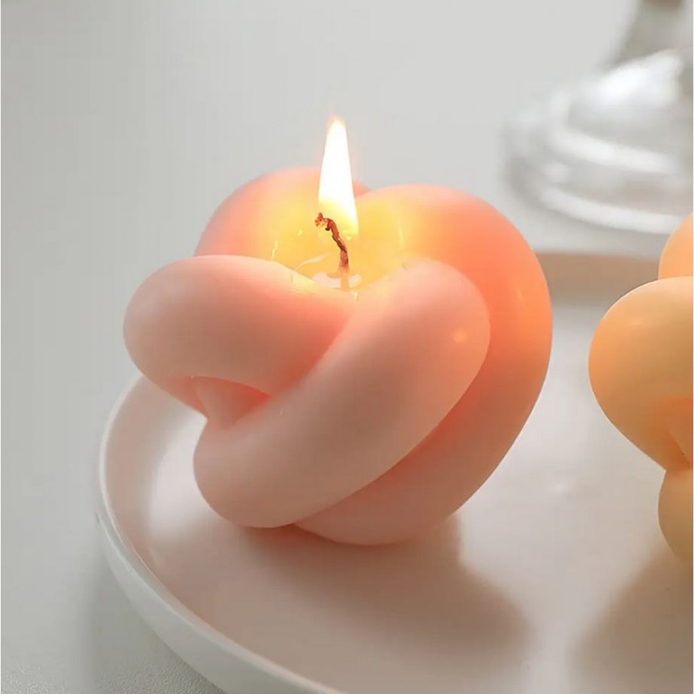 Duftknotenkerze für entspanntes Ambiente - Verknotete 3D Kerzen Form - Weiss