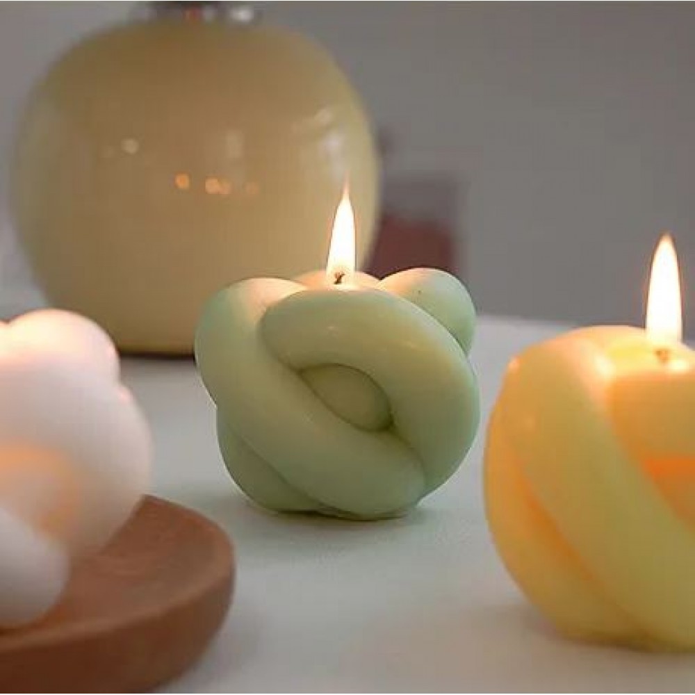 Bougies parfumées pour une ambiance relaxante - Forme de bougie 3D nouée - Vert