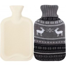 Bouillotte avec couverture en tricot (2 litres) - Cerfs gris