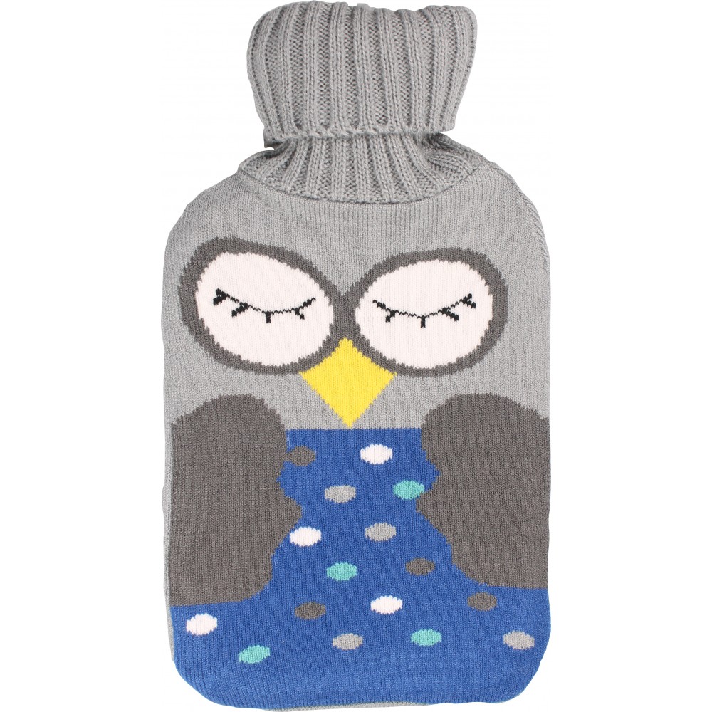 Bouillotte avec couverture en tricot (1.5 litres) - Hibou