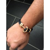Anker Seil Armband leather - Schwarz