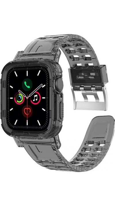 Bracelet 2 en 1 avec coque de protection en silicone, taille réglable - Noir - Apple Watch 42 mm / 44 mm / 45mm