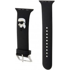 Karl Lagerfeld Armband aus schwarzem Soft-Touch-Silikon mit geprägtem Karl-Kopf - Schwarz - Apple Watch 42 mm / 44 mm / 45 mm / 49 mm
