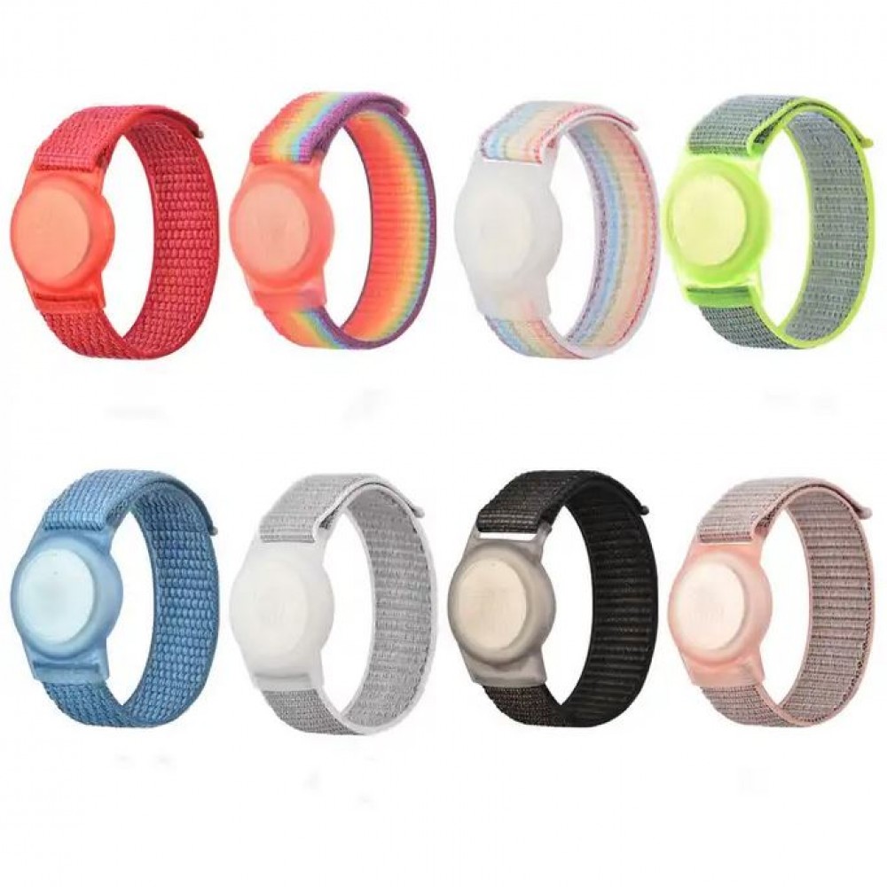 Verstellbares Velcro Nylon Armband für Kinder & Erwachsenen mit AirTag Halterung - Regenbogen