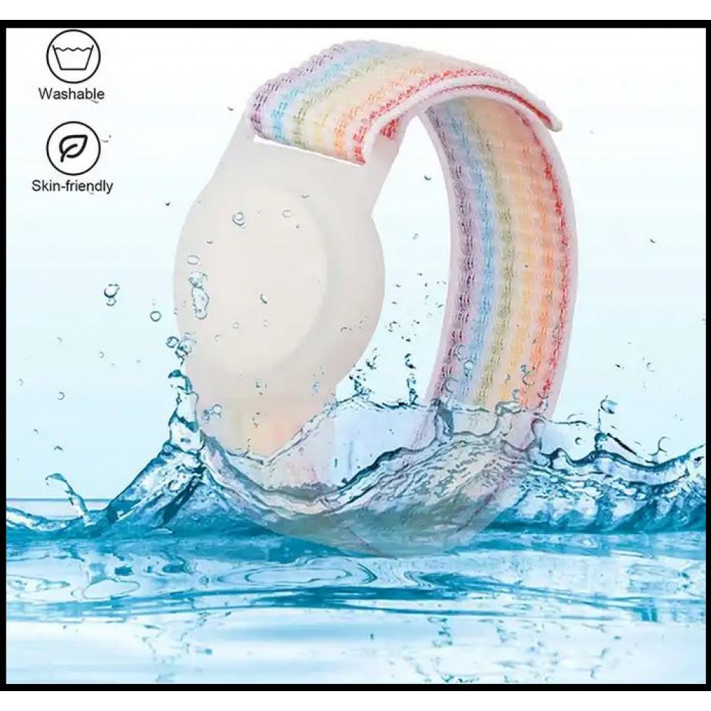 Verstellbares Velcro Nylon Armband für Kinder & Erwachsenen mit AirTag Halterung - Regenbogen