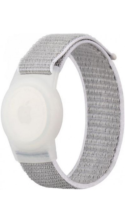 Bracelet Velcro réglable en nylon pour enfants & adultes avec support AirTag - Gris