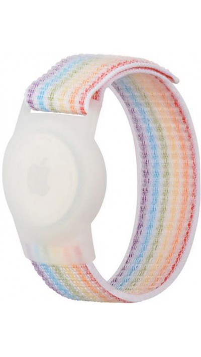 Bracelet Velcro réglable en nylon pour enfants & adultes avec support AirTag - Multicolor