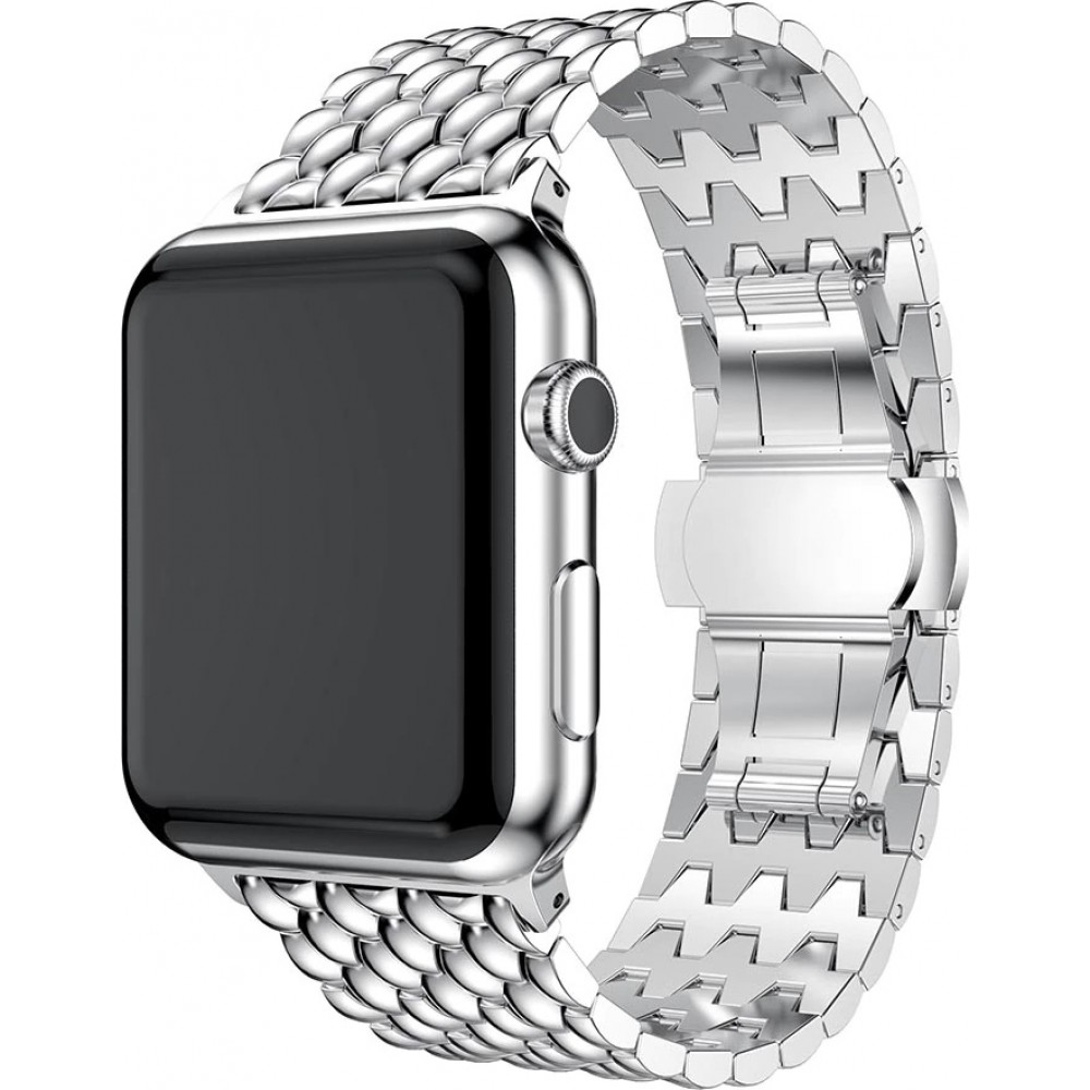 Edelstahlarmband mit kleinen Einzelngliedern in Wabenform  - Silber - Apple Watch 38/40/41/42 mm