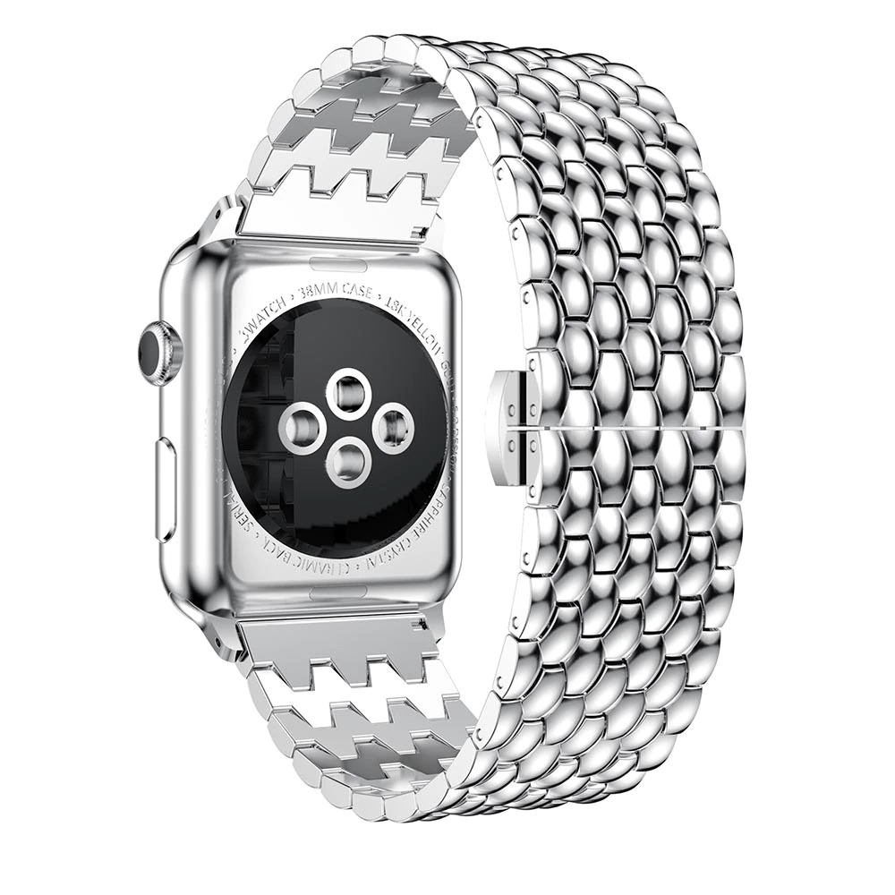 Edelstahlarmband mit kleinen Einzelngliedern in Wabenform  - Silber - Apple Watch 38mm / 40mm / 41mm