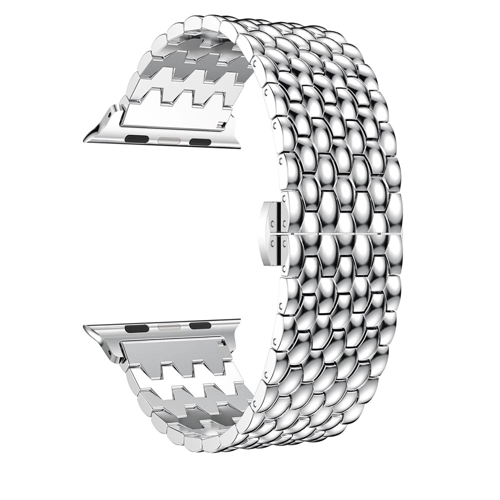 Edelstahlarmband mit kleinen Einzelngliedern in Wabenform  - Silber - Apple Watch 38mm / 40mm / 41mm