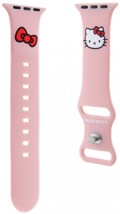 Bracelet ajustable Hello Kitty en silicone soft touch avec logo imprimé - Rose - Apple Watch 38/40/41/42 mm