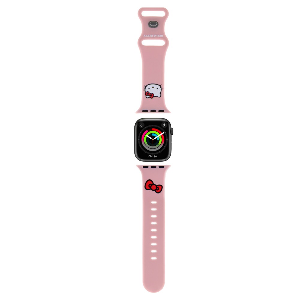 Bracelet ajustable Hello Kitty en silicone soft touch avec logo imprimé - Rose - Apple Watch 38 mm / 40 mm / 41 mm