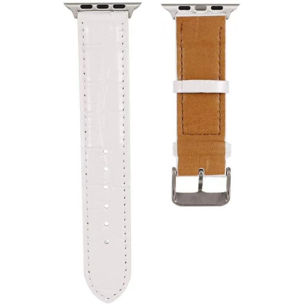 Bracelet crocodile blanc - Apple Watch 42mm / 44mm / 45mm