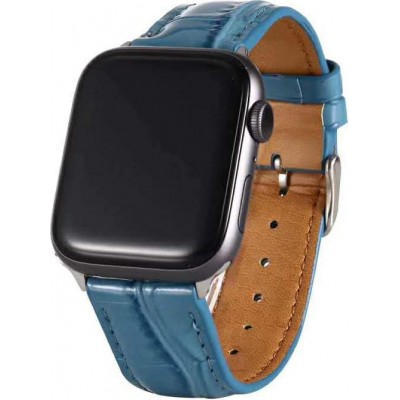 Krokodil armband blau - Apple Watch 42mm / 44mm / 45mm