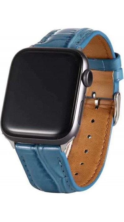 Krokodil armband blau - Apple Watch 42mm / 44mm / 45mm