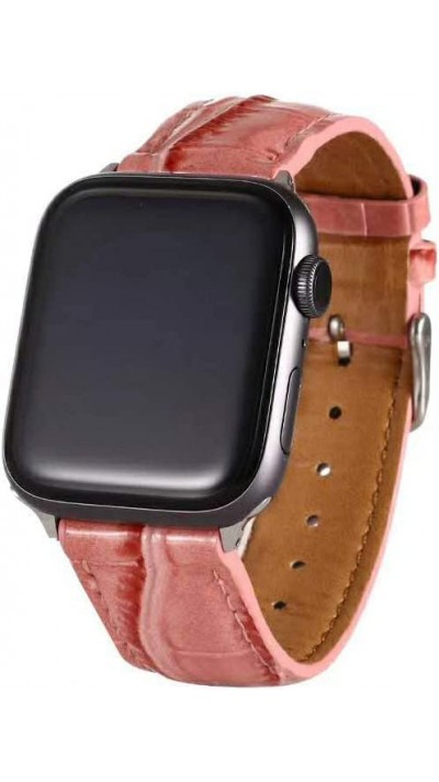 Bracelet crocodile rose - Apple Watch 42mm / 44mm / 45mm