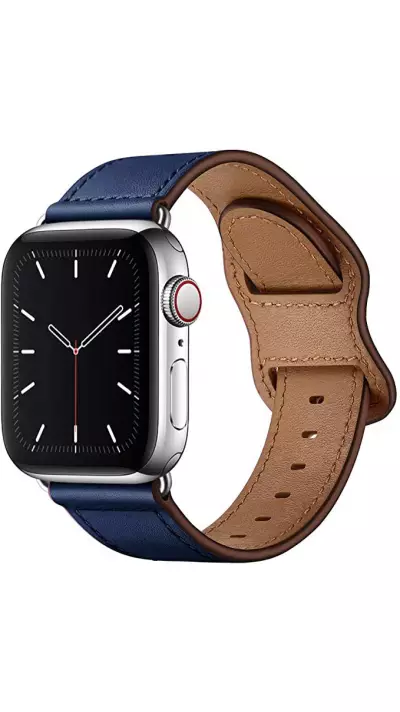 Bracelet cuir  bleu foncé - Apple Watch 44/45/46/49 mm