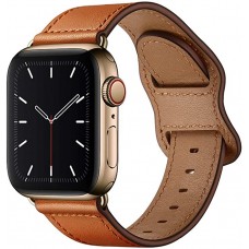 Bracelet cuir  brun clair - Apple Watch 42mm / 44mm / 45mm