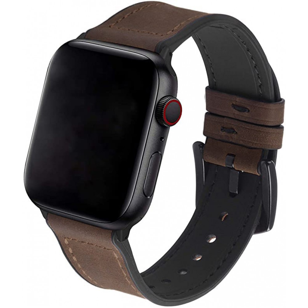 Lederarmband Silikon Dunkelbraun - Apple Watch 42mm / 44mm / 45mm