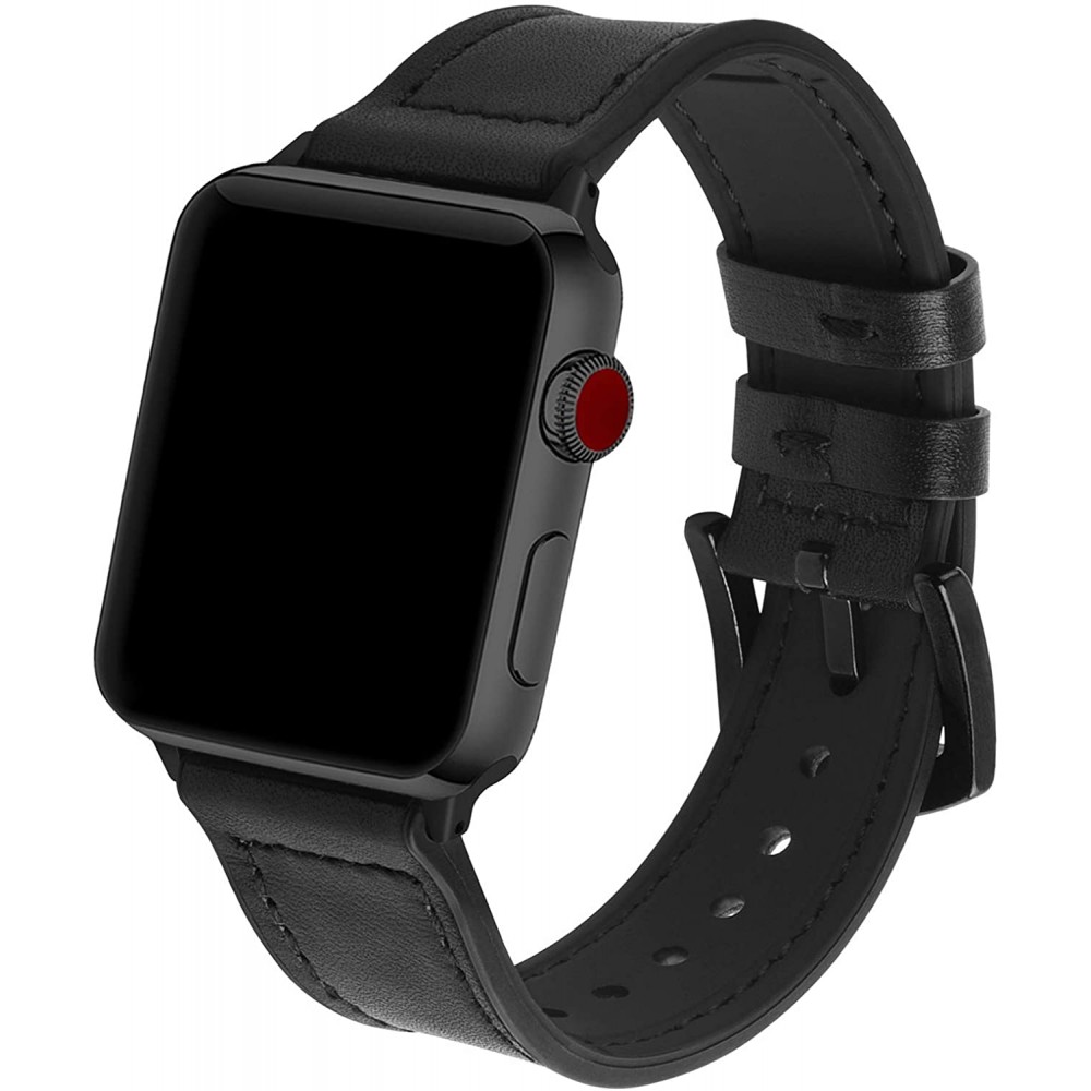 Lederarmband Silikon schwarz - Apple Watch 42mm / 44mm / 45mm