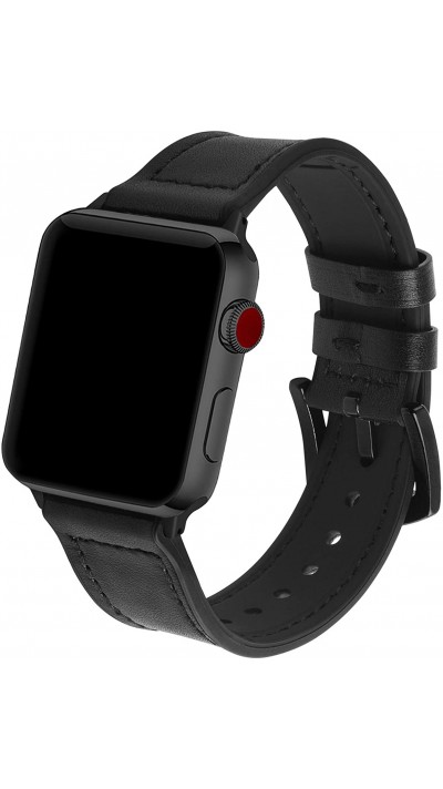 Lederarmband Silikon schwarz - Apple Watch 42mm / 44mm / 45mm