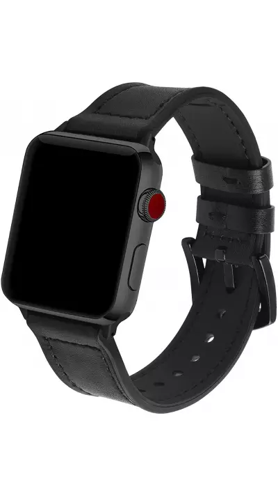 Bracelet cuir et silicone noir - Apple Watch 44/45/46/49 mm